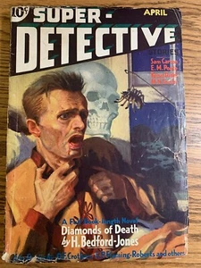 1934 Rare #2 Super Detective Stories pulp magazine skull cover H Bedford Jones - Picture 1 of 13