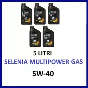 5 LITRI OLIO MOTORE SELENIA MULTIPOWER GAS 5W-40 mopar ACEA C3 API SM (5 X 1 L) - Foto 1 di 1