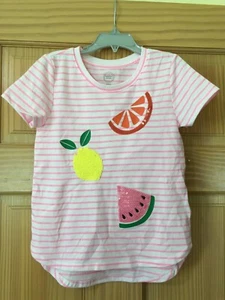 NWT Wonder Nation Stripe Fruits Shirt Top Shirt Girls Pink many sizes - Picture 1 of 1