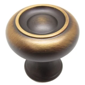 allen + roth Aged Brass Round Modern Cabinet Knob D2038-32ABZ - Picture 1 of 1