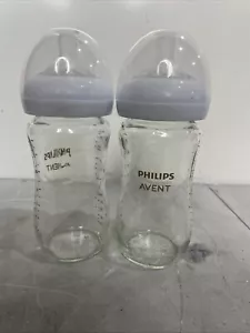 Philips Avent Glass Natural Bottle & Natural Response Nipple 8oz Baby Bottle 2ct - Picture 1 of 3