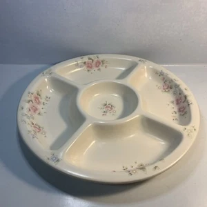 HTF!!! Pfaltzgraff Tea Rose 16" Divided Platter for Veggies, Tacos, Chips & Dip - Picture 1 of 8
