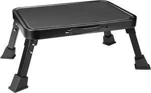 Folding One Step Stool, Heavy Duty Sturdy Metal 330lbs Capacity, Black - Picture 1 of 7