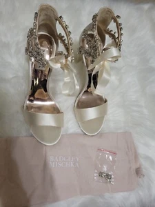 Badgley Mischka Womens Everafter Designer Heel Ivory Size 9 MP5051 - Picture 1 of 8