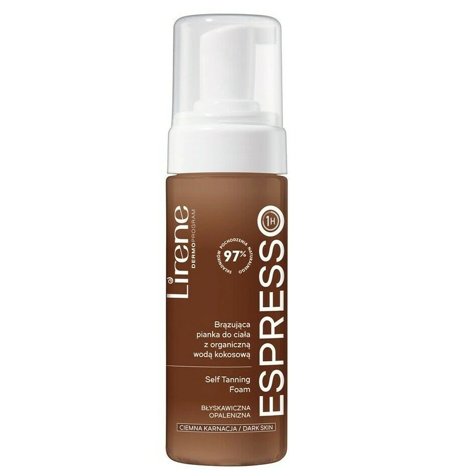Lirene Espresso Self Tanning Foam Organic Coconut Water 97% Natural Vegan 150ml