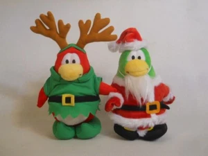 Disney Club Penguin Santa Series Reindeer & Santa Clause plush Christmas dolls - Picture 1 of 2