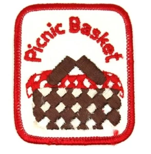 Parche bordado cesta de picnic vintage Boy Scouts BSA - Imagen 1 de 2