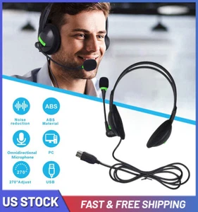 USB Headset with Microphone Noise Cancelling Computer Headphone for PC Chat Call - Picture 1 of 24