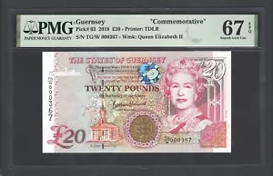 Guernsey 20 Pounds 2018 P63 "S/N 000367" "Commemorative" Uncirculated Grade 67 - Picture 1 of 2
