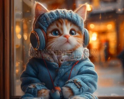 Digital Pic Casual Cat Photo Desktop Art Wallpaper Background Image - Image 1 of 3