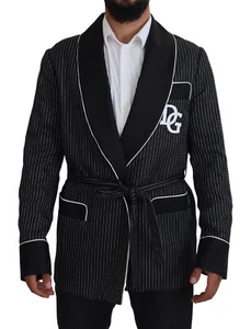 DOLCE & GABBANA Blazer Robe Striped DG Patch Jacket Men IT46/US36/S RRP 2480usd - Picture 1 of 12
