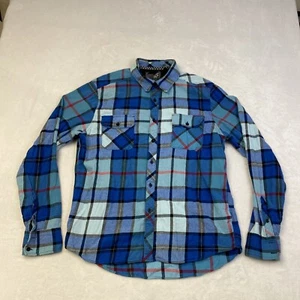 Fox Racing Flannel Shirt Mens XL Blue Plaid Long Sleeve Comfort Outdoors - Foto 1 di 10
