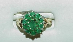 14K 2,00Ct Smaragd Diamant Cluster Ballerina Ring Gelbgold Neu 1300,00 Gr.8,25 - Bild 1 von 1