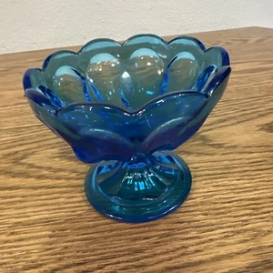 Vintage Anchor Hocking Fairfield Blue Pedestal Compote Dish ~ 4.25"x3.5" tall - Picture 1 of 5