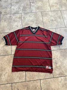 Vintage Nike Shirt Herren Rot Gestreift Made In USA 90s Fußball Trikot Größe - Bild 1 von 12