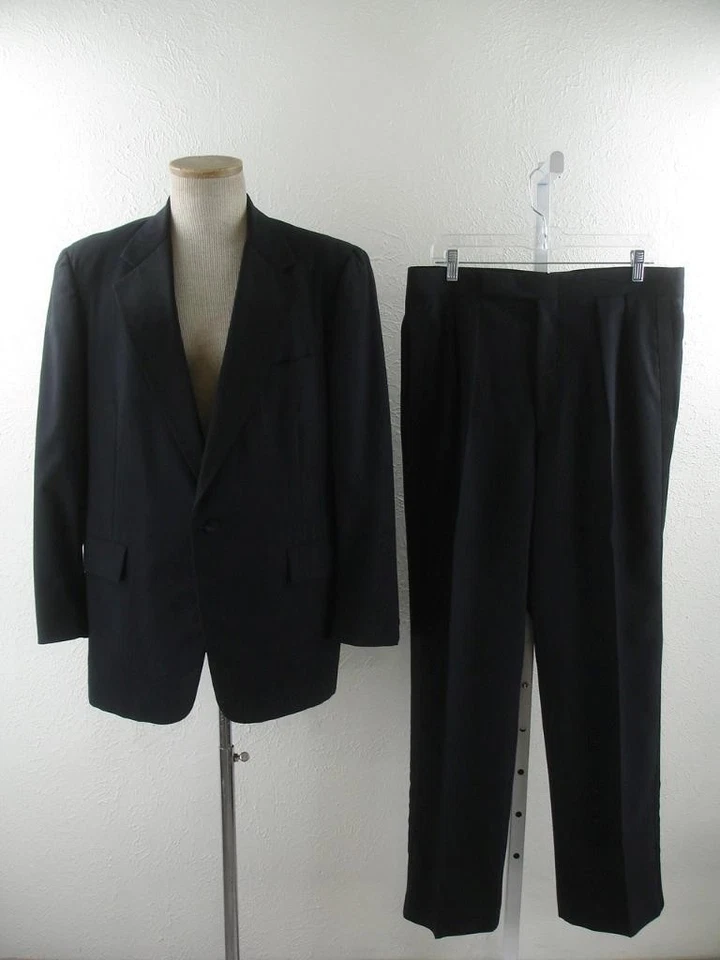 Men's 42S 42R Beckwith Black 2-Pc Tuxedo Suit Formal Pants 34 X 31 1-Button USA - Image 1 of 4