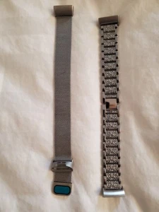 Fitbit Charge 3 or 4,Two Silver Watch Bands,Dress up your fitbit. 1-Mesh,5.5-7 - Picture 1 of 2