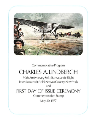 USPS FDC Ceremony Program #1710 C1 Lindbergh Solo Transatlantic Flight 1977 - Image 1 of 4