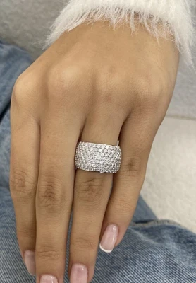 Anillo cúpula regalo madre mujer corte redondo laboratorio cultivado/CVD diamante oro blanco 14k Foto 1 de 4