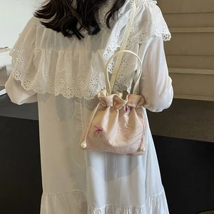Chinese Canvas Bucket Bag Ethnic Style Embroidery Handbag Shopping - Picture 1 of 12