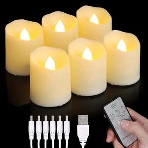 Rechargeable LED Tea Lights USB Flameless Warm White 6 Packs,Warm  - Picture 1 of 7