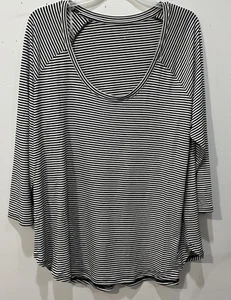 Camisa Ana para mujer talla XXL blanca azul marino a rayas rayón manga larga nueva sin etiquetas - Imagen 1 de 4