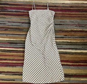 House Of Harlow Maxi Abito Donna Taglia XL Beige Plaid Senza Maniche Spacco Laterale  - Foto 1 di 15