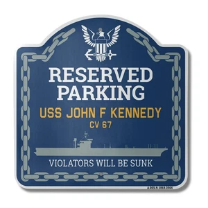 Letrero de diseño de aluminio calibre pesado USS JOHN F KENNEDY CV 67 | 18" X 18" Navy - Imagen 1 de 4