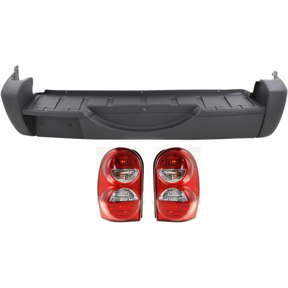 Rear Bumper Cover and Tail Light Kit For 2005-2007 Jeep Liberty Textured 3 PCs Foto 1 de 4