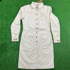 Duluth Trading Co Damen Creme Langarm Canvas Cargo Kleid Taschen - Bild 1 von 13