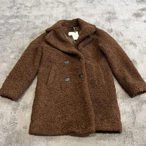 ELLE schokobrauner Teddybär-Mantel Größe 8 neu mit Etikett - Bild 1 von 6