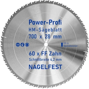 HM-Kreis-Sägeblatt 700 x 28 mm 60 Zahn FF nagelfest mit Spanabweiser Brennholz - Bild 1 von 1