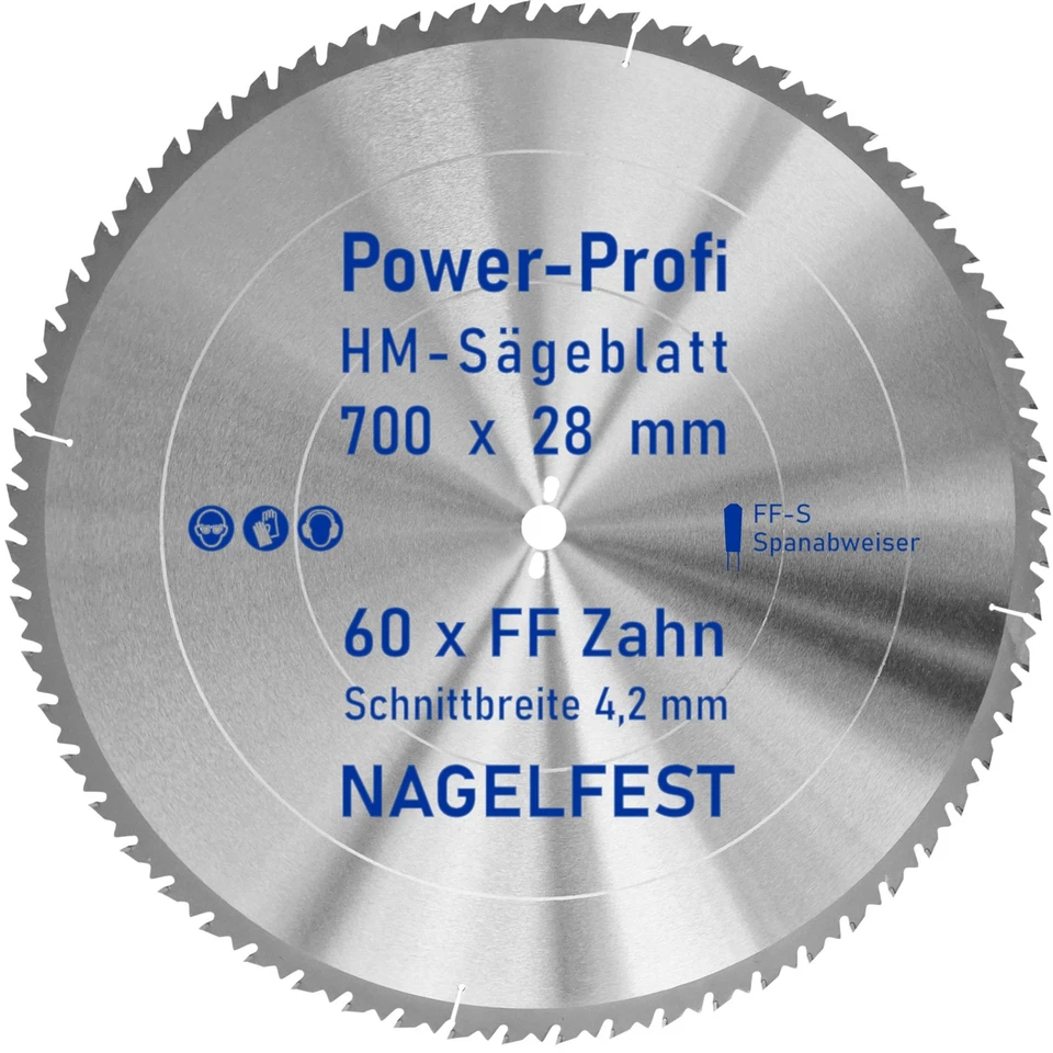 HM-Kreis-Sägeblatt 700 x 28 mm 60 Zahn FF nagelfest mit Spanabweiser Brennholz - Bild 1 von 1