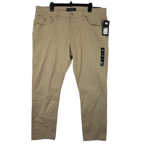 US Polo Assn Mens 40W x 32L Slim Straight Tan Khaki Activate Stretch Pants New - Picture 1 of 12