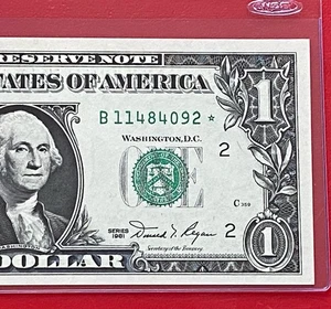 1981 STAR NOTE $1 DOLLAR BILL ( NEW YORK B )  UNCIRCULATED - Picture 1 of 3