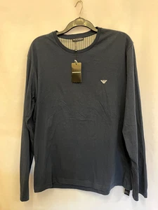 Emporio Armani Navy Crew Neck Long Sleeved Loungewear T Shirt Size XL - Picture 1 of 5