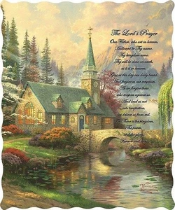 THE LORD'S PRAYER Thomas KinkaId Officially Licensed Quilted Throw 50 in x 60 in - Picture 1 of 2