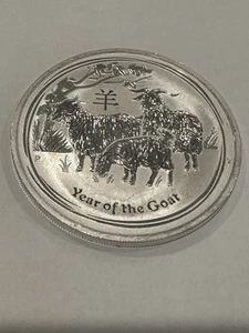 2015 $2 Australia Year of the Goat 2 oz .999 Silver Queen Elizabeth II Coin - Picture 1 of 4