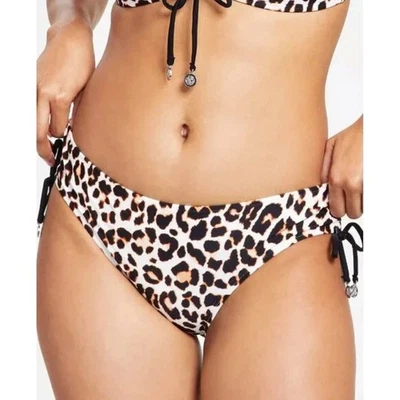 NUEVO CON ETIQUETAS DKNY Wild Thing Suave Blanco Estampado de Leopardo Corbata Lateral Parte Inferior de Bikini Talla S Foto 1 de 4
