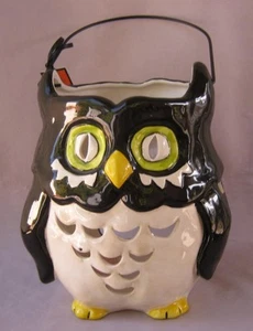 Blue Sky Goldminc Halloween BLACK OWL Candy Holder Tealight Candle Holder - Picture 1 of 12