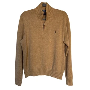 Polo Ralph Lauren Herren L beige 1/4 Zip Mock Neck Pima Cotton Pullover Sweater - Bild 1 von 6
