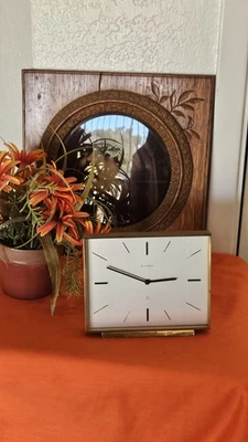 Vintage Bucherer Desk Clock Laege Size Brass Swiss Made Runing. - Image 1 of 4