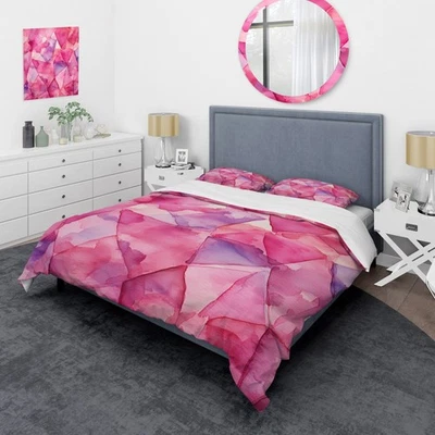 Ropa de cama Designart "Piedras preciosas rosas fusión II" formas abstractas Foto 1 de 4