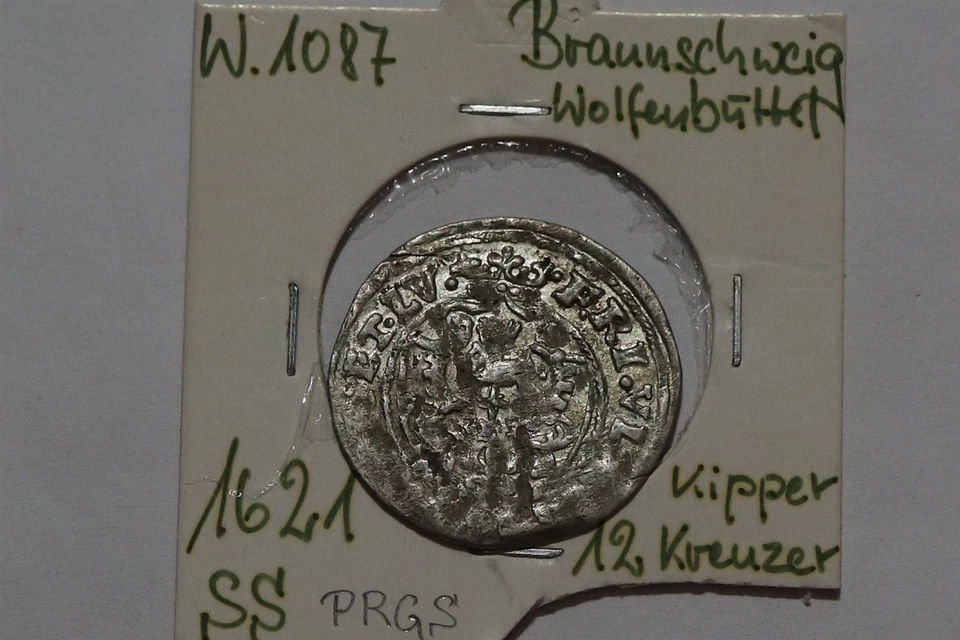 🧭 🇩🇪 GERMANY BRAUNSCHWEIG 12 KREUZER 1621 SILVER SHARP DETAILS B86 WR14 - Image 1 of 4
