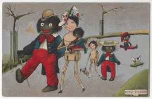 1908 Black African American Doll & White Wife, Mixed Race Marriage & Kids - Bild 1 von 2