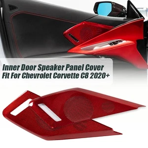 Red Door Sound Speaker Cover REAL Carbon Fiber For Corvette C8 1LT 2020 21-2024 - Picture 1 of 9
