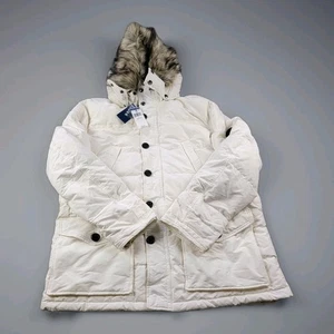 Polo Ralph Lauren Gr. 2XL Daunen Gefüllt Kunstfell Parka Jacke Mantel Herren Off White - Bild 1 von 20