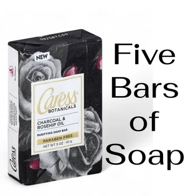 Barra de jabón purificante Caress Botanicals carbón y aceite de rosa mosqueta 5 oz. , 5 barras Foto 1 de 3
