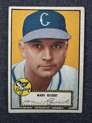 1952 TOPPS BASEBALL CARD #50 MARV RICKERT CHICAGO WHITE SOX BLACK BACK VG-VGEX - Image 1 of 2