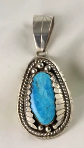 Colgante turquesa plata esterlina .925 hecho a mano natural firmado - Imagen 1 de 6